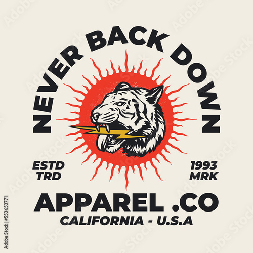 Vector Tiger illustration Hand Drawn Clothing Apparel Logo Badge