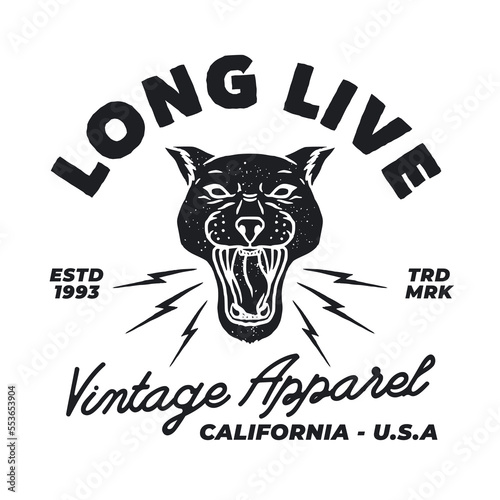 Vector Panther illustration Hand Drawn Clothing Apparel Logo Badge
