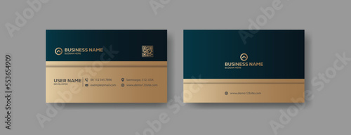 Dark blue and golden luxury premium business card design template. Modern premium visiting card design