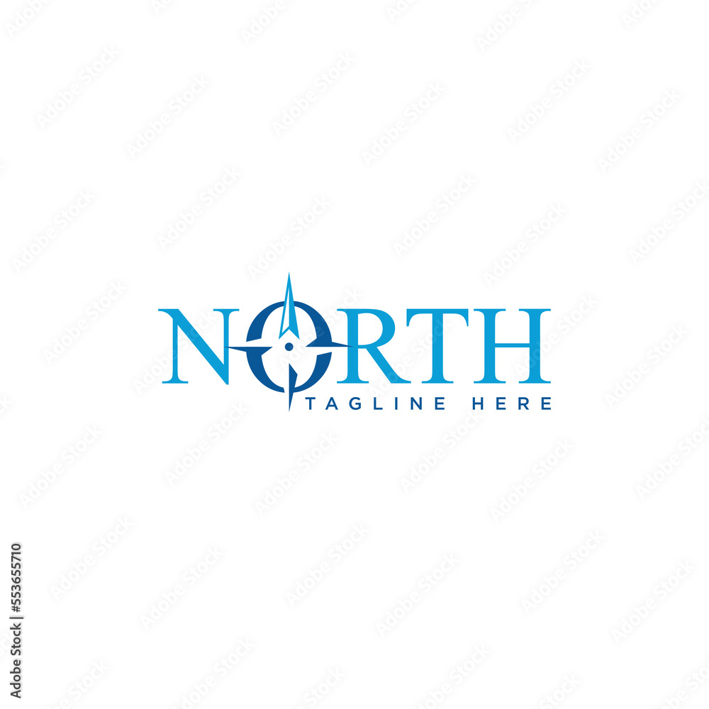 North letter logo with compass on the O letter