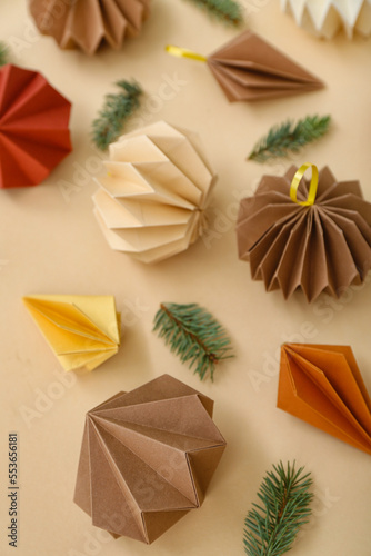 Paper Christmas balls with ...