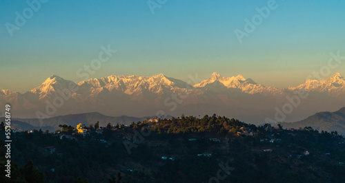 Himalayan Mountain Peaks Ranges at Kasardevi Almora Uttarakhand India photo