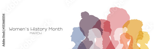 Women's History Month banner. Flat vector illustration. 