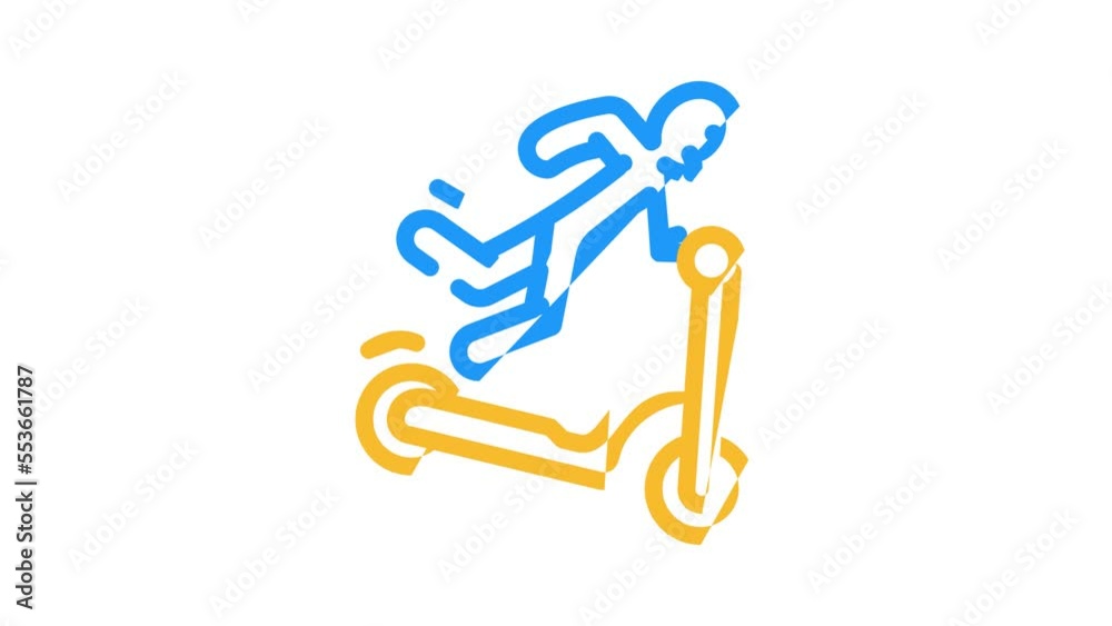 fall scooter accident color icon animation fall scooter accident color icon animation