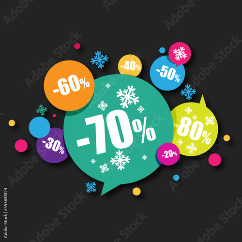 set étiquette pourcentage, prix, promo - soldes d'hiver