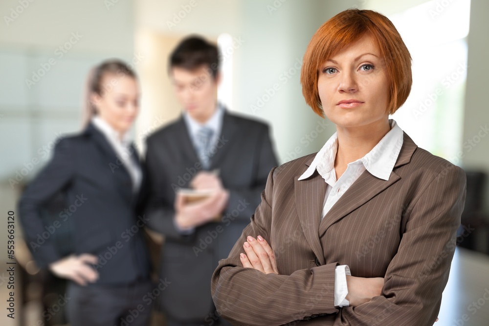Happy business professional coach in office Happy business professional coach in office