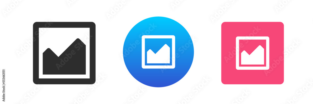 Picture image photo mountain travel media web art icon set vector photographing frame album gallery