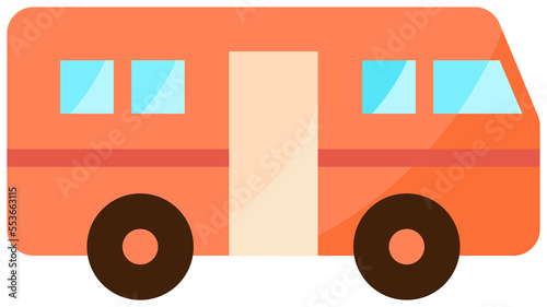 School Bus isolated on white sticker style icon