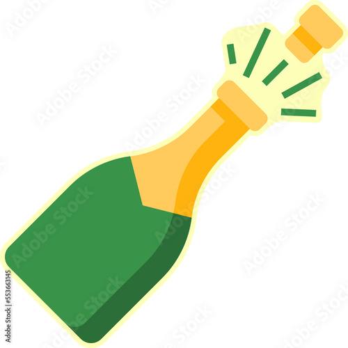 bottle of champagne sticker cute hand drawn doodle