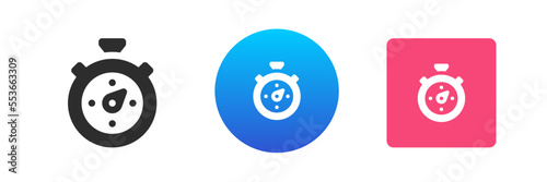Stopwatch time countdown chronometer icon set vector flat illustration. Timer deadline fixing