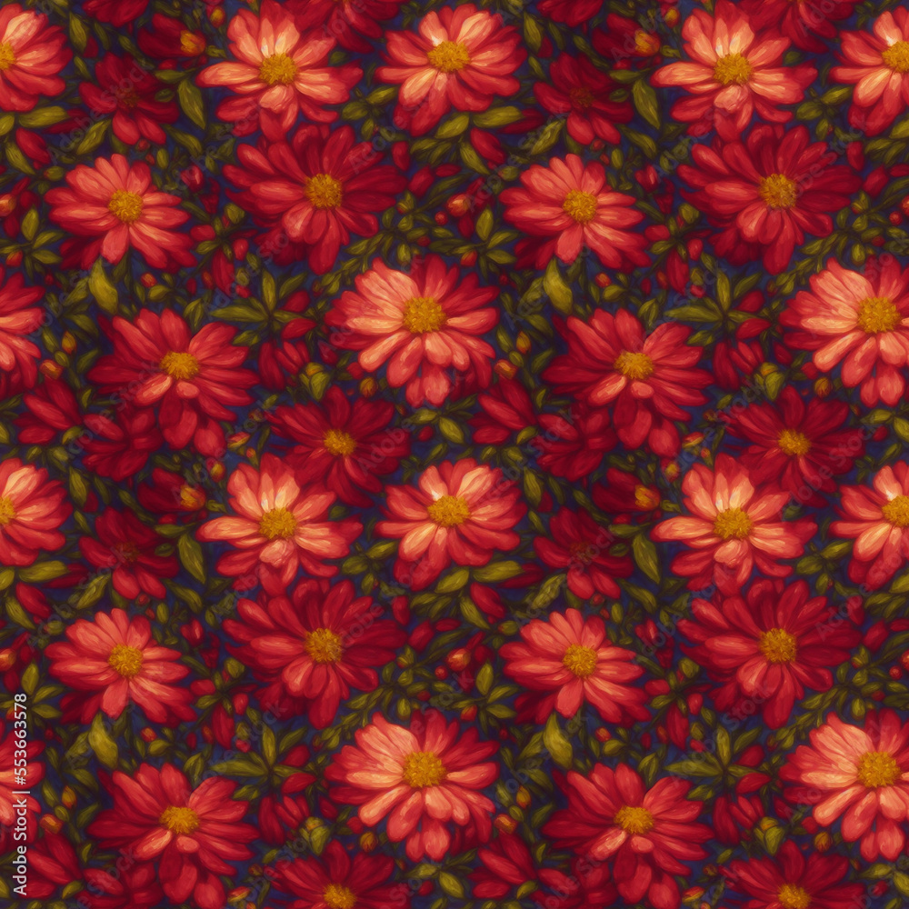 Seamless flowers pattern. Endless colorful floral background. Digital illustration.