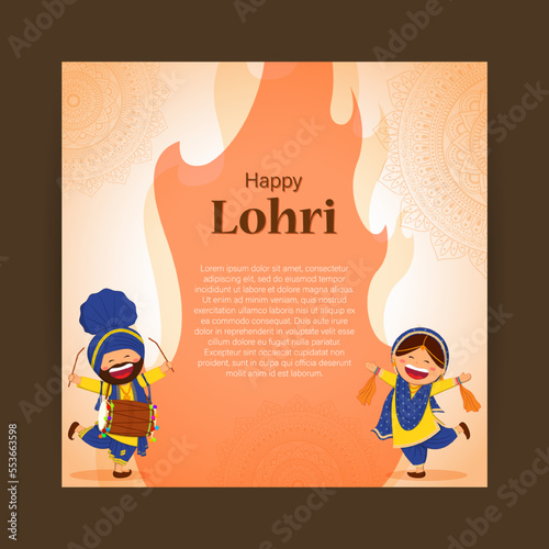 Vector illustration of Happy Lohri festival wishes background photo