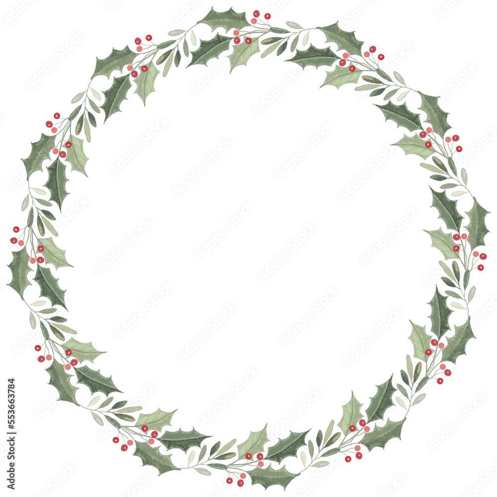 decorative frame with holly and berries decorative frame with holly and berries