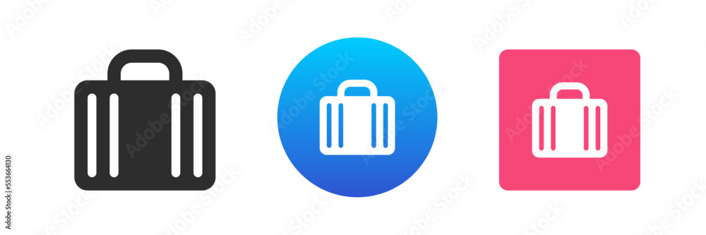 Baggage suitcase travel journey case luggage for personal things transportation icon set vector flat Baggage suitcase travel journey case luggage for personal things transportation icon set vector flat