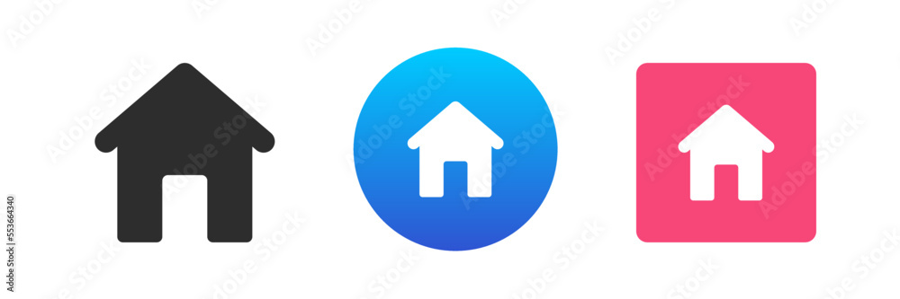 Home button homepage house building with roof entrance icon set vector flat illustration Home button homepage house building with roof entrance icon set vector flat illustration