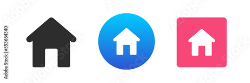 Home button homepage house building with roof entrance icon set vector flat illustration