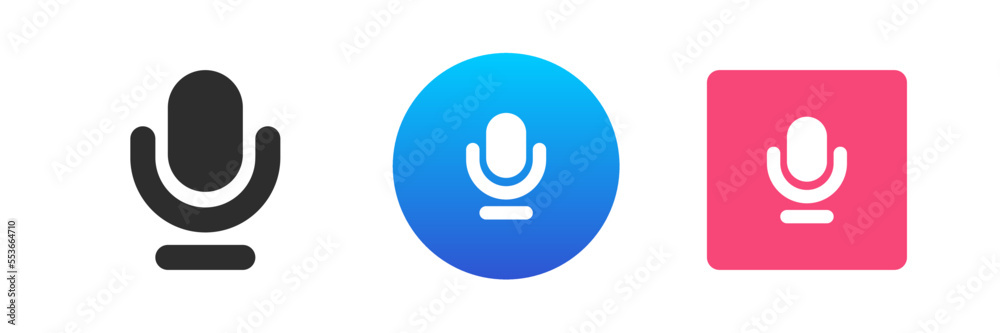 Microphone speech recording audio sound digital broadcasting icon set vector flat illustration Microphone speech recording audio sound digital broadcasting icon set vector flat illustration