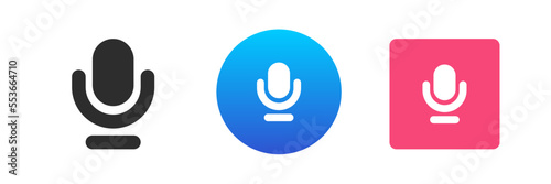 Microphone speech recording audio sound digital broadcasting icon set vector flat illustration