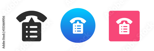 Phone book call telephone directory name address list data info communication icon set vector flat