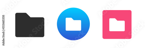 Folder file directory document digital archive storage organization icon set vector flat