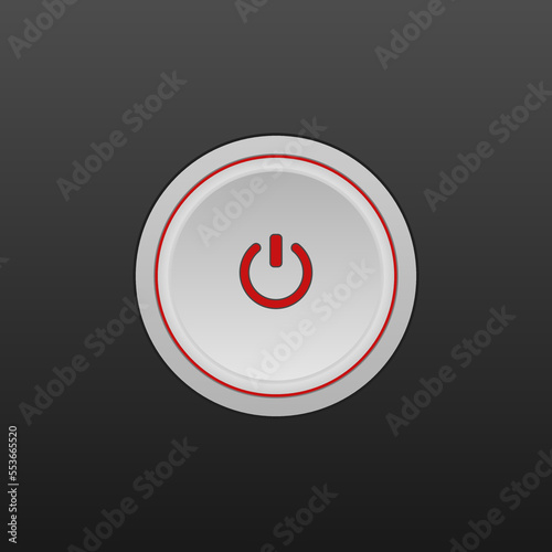 Realistic power plastic knob closeup circle button icon vector eps 10 design