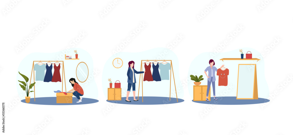 Flat Bundle Fashion Design Illustration Flat Bundle Fashion Design Illustration