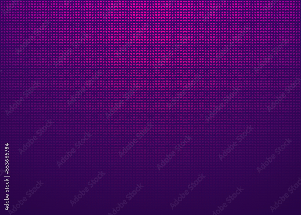 Abstract halftone pattern made of small hearts with pink to purple color gradient on purple background. Dotted pattern for template, brochure, business card, web page etc. Abstract halftone pattern made of small hearts with pink to purple color gradient on purple background. Dotted pattern for template, brochure, business card, web page etc.
