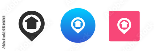 House address location map point marker real estate navigation information icon set vector flat