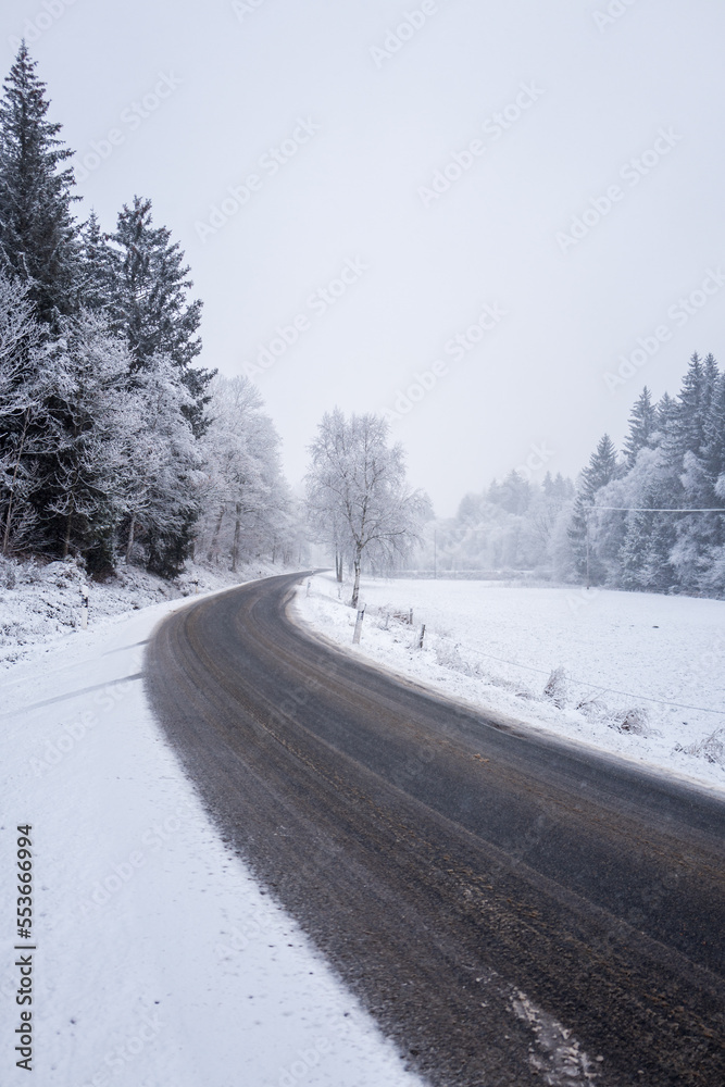 Obraz premium straße mit schnee im winter