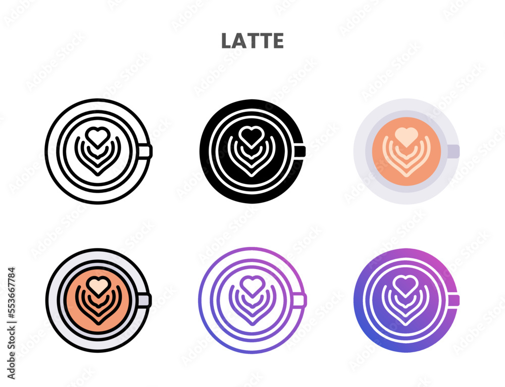 Latte icons vector illustration set line, flat, glyph, outline color gradient. Great for web, app, presentation and more. Editable stroke and pixel perfect. Latte icons vector illustration set line, flat, glyph, outline color gradient. Great for web, app, presentation and more. Editable stroke and pixel perfect.