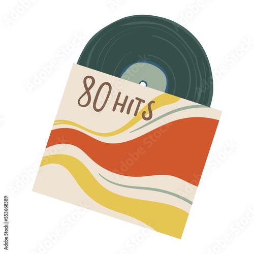 Vintage vinyl plate with hits of eighties 80s
