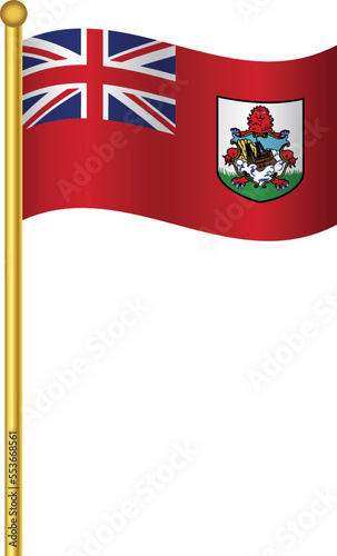 Flag of Bermuda,Bermuda flag Golden waving isolated vector illustration eps10.
