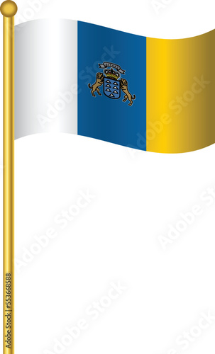 Flag of Canary Islands,Canary Islands flag Golden waving isolated vector illustration eps10.
