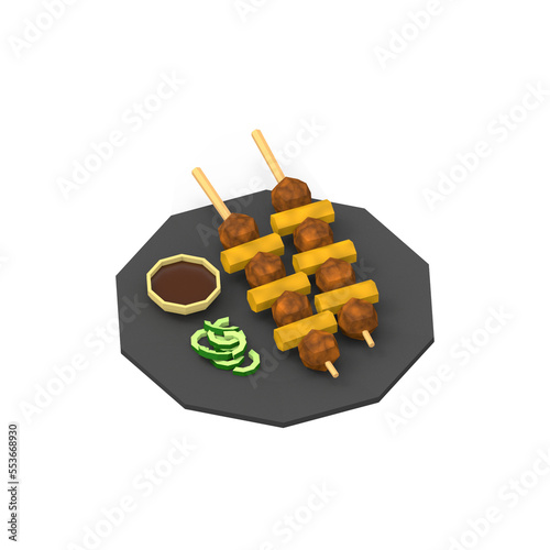 LOW POLY YAKITORI 3D RENDER