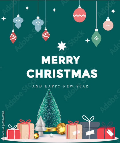 Merry christmas instagram post template illustration
