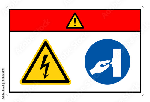 Danger High Voltage Please Switch Off For Service Symbol Sign, Vector Illustration, Isolate On White Background Label. EPS10