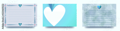 メッセージが書ける ベクターハートイラストの　長方形テンプレート　シンプルなカード/ポストカード/メモ/背景/壁紙/ビジネス