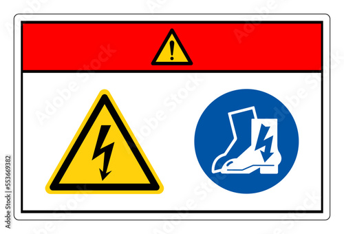 Danger High Voltage Wear Electric Shoes ymbol Sign, Vector Illustration, Isolate On White Background Label. EPS10