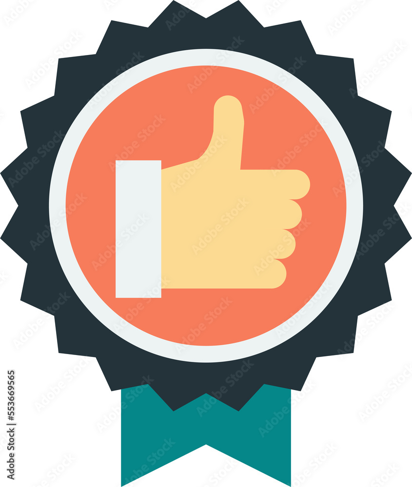 Medal and thumb illustration in minimal style Medal and thumb illustration in minimal style