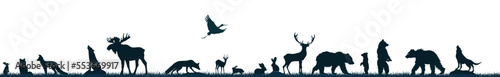 Silhouettes of forest animals. Vector illustration
