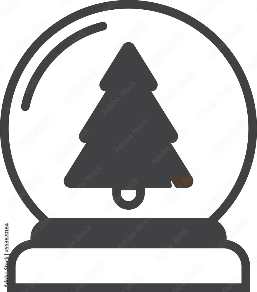 Christmas tree in a round glass illustration in minimal style Christmas tree in a round glass illustration in minimal style