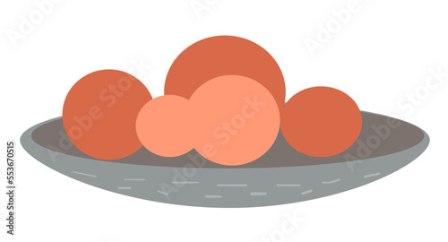 Decorative bowl with fruits or balls, interior