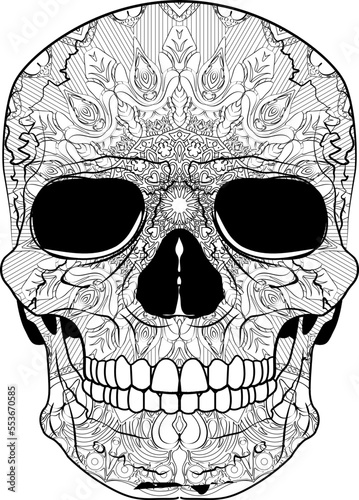 vector skull illustration with mandala pattern