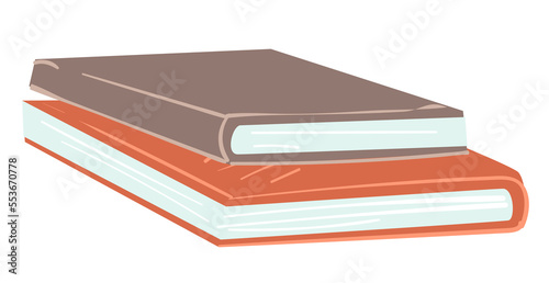 Pile of books in hardcover, student textbooks