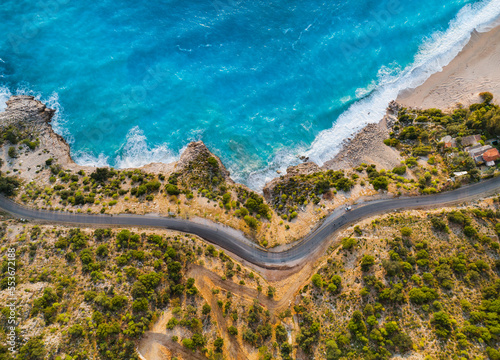 Turquoise Sea in the Oludeniz Beach Drone Photo  Fethiye Mugla Turkey 