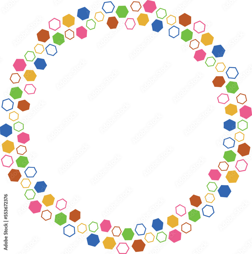Circle frame with hexagonal shapes