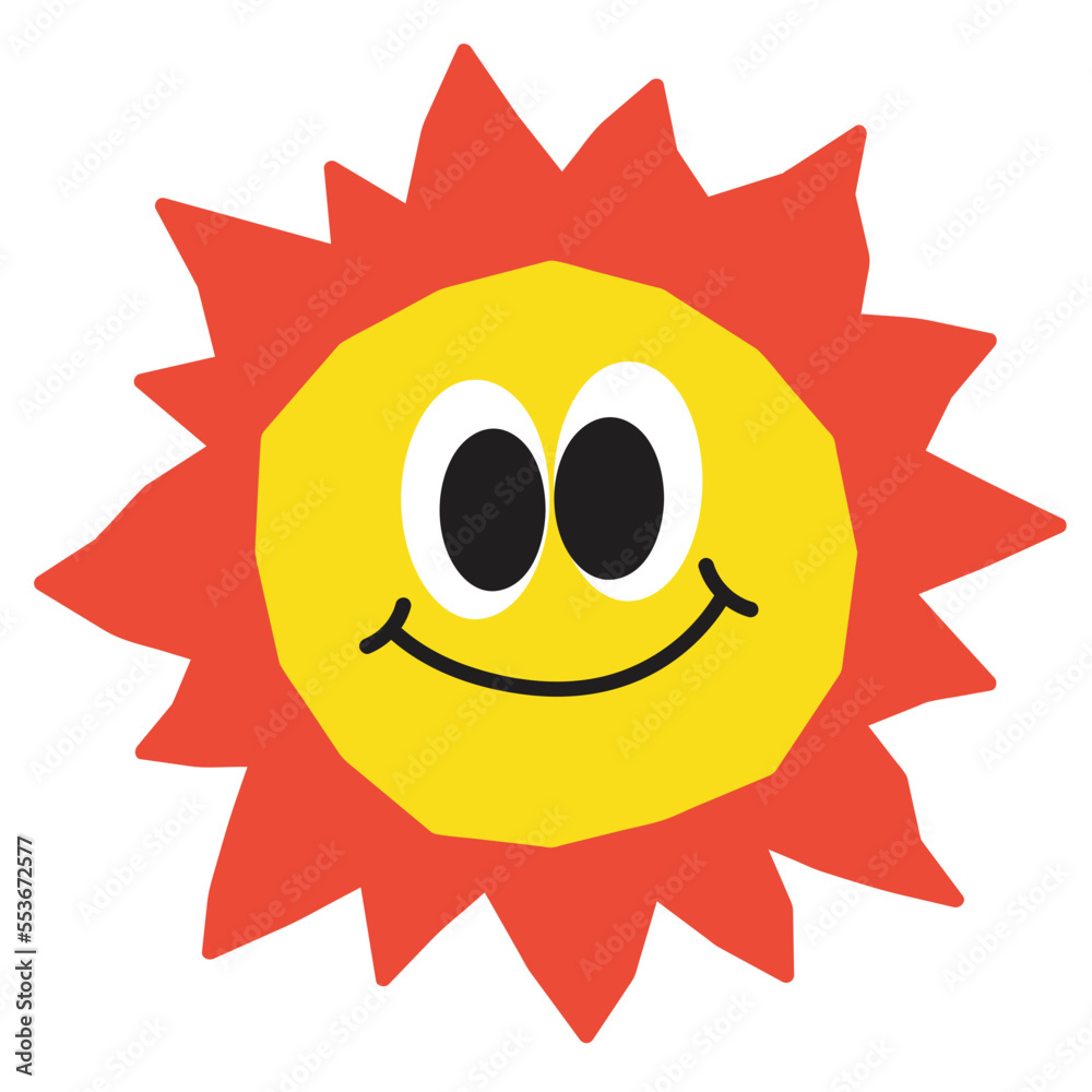 Cute sun vector illustration in flat color design
