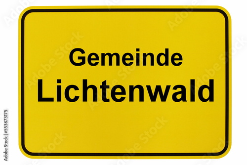 Illustration eines Ortsschildes der Gemeinde Lichtenwald in Baden-Württemberg photo