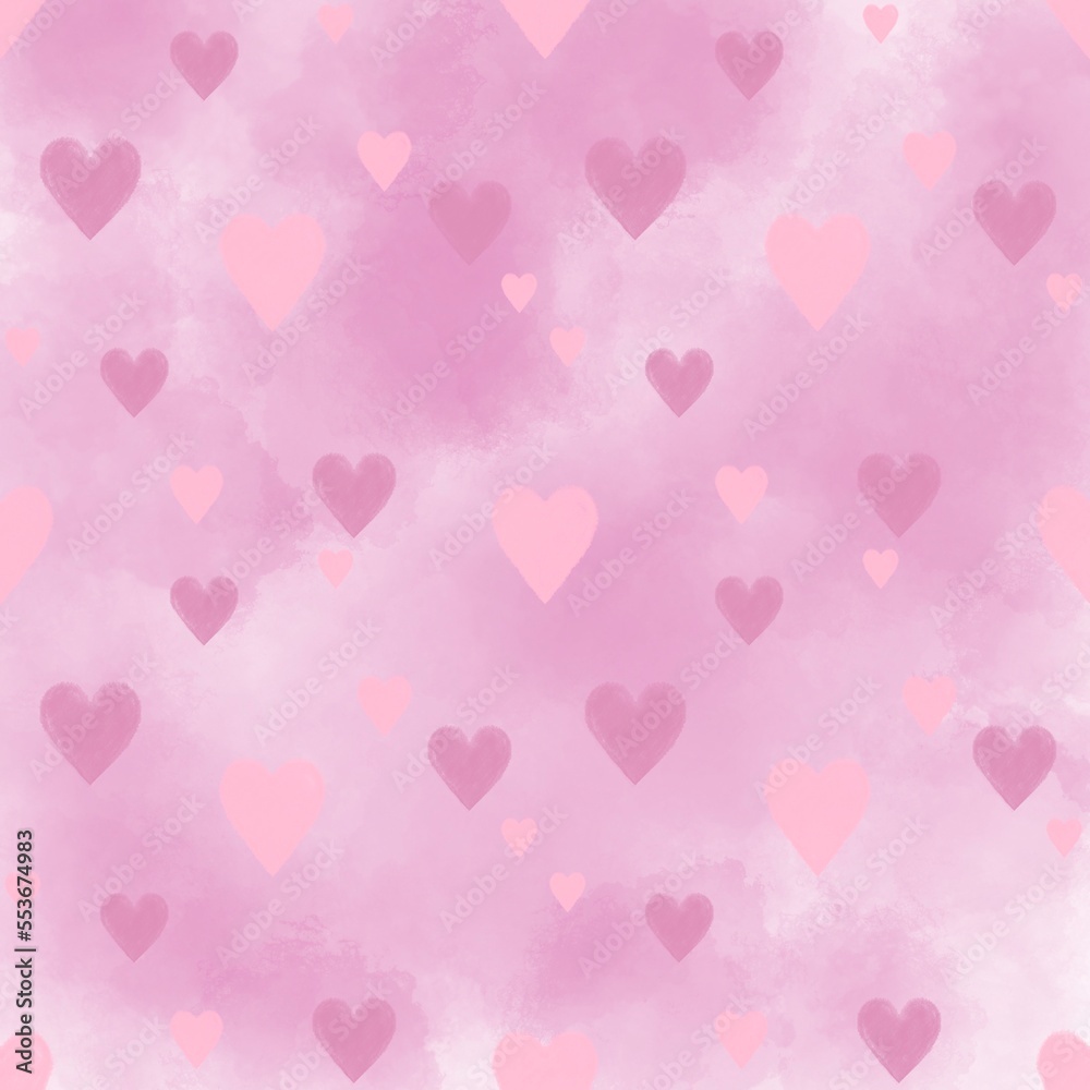 Valentine heart seamless drawings can be used in decorative design Fashion clothes, curtains, tablecloths, gift wrapping paper