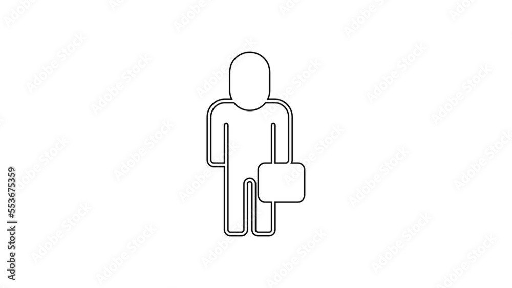 Black line Businessman icon isolated on white background. Business avatar symbol user profile icon. Male user sign. 4K Video motion graphic animation Black line Businessman icon isolated on white background. Business avatar symbol user profile icon. Male user sign. 4K Video motion graphic animation